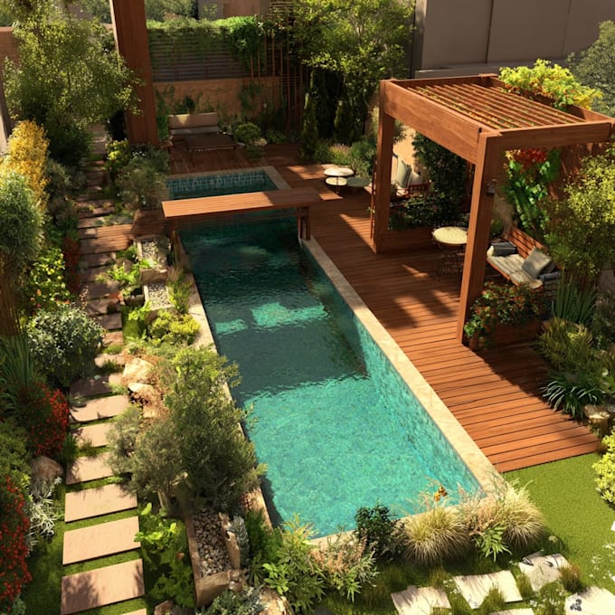 do landscape backyard garden design pool, deck, outdoor