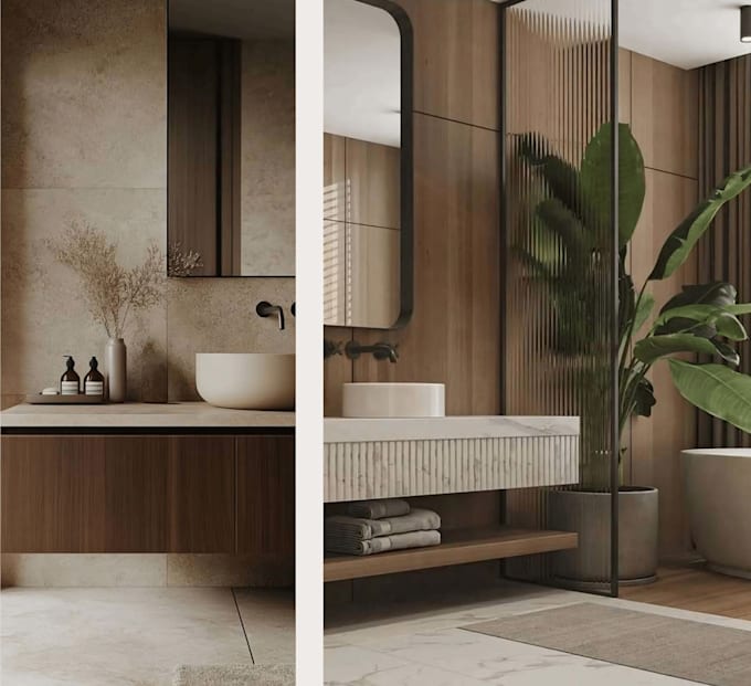 do interior 3d modelling and rendering of bathroom