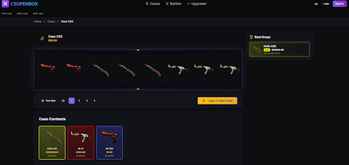 build a full cs case opening system with loot box and admin panel