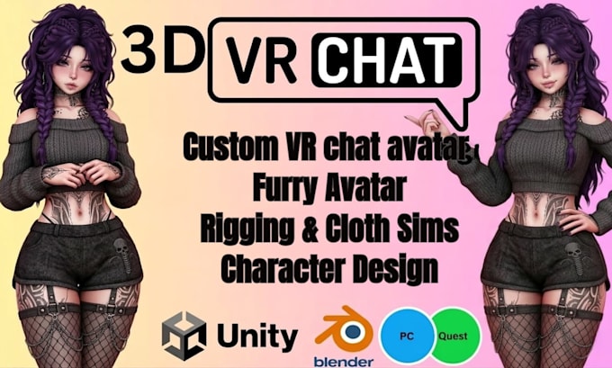 Do custom 3d vrchat avatar nsfw vrc model furry avatar commission vr ...
