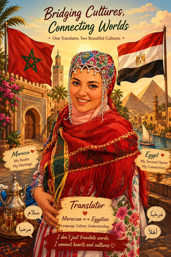 assist in translation english or french to egyptian, moroccan dialects