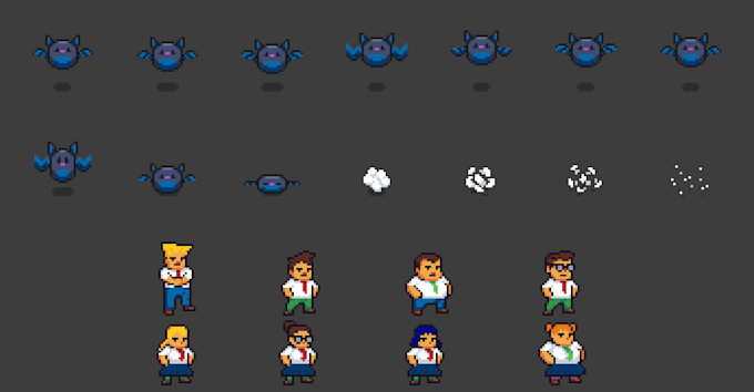 create pixel art characters and sprite sheet animations