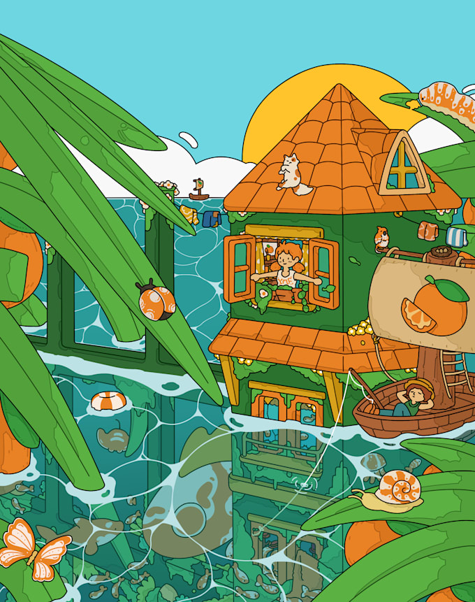 create cute childrens illustrations in my art style
