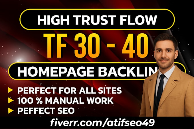 make high trust flow tf 30 plus homepage seo backlinks