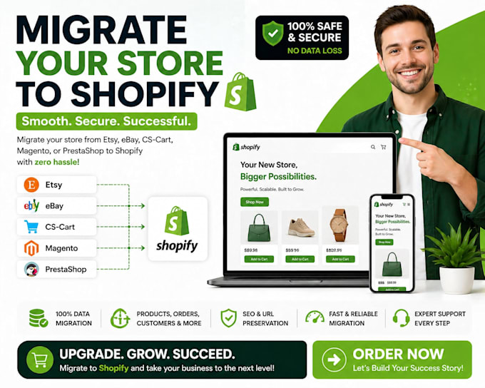 migrate your store to shopify from etsy, ebay, cscart, magento, or prestashop
