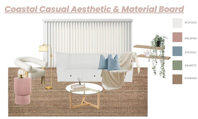 create modern interior design moodboard for your living room