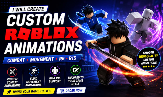 create custom roblox animations, r6 r15 combat and movement