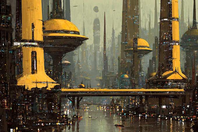 Do a cyberpunk futuristic city or sci fi concept art by Waustmino | Fiverr