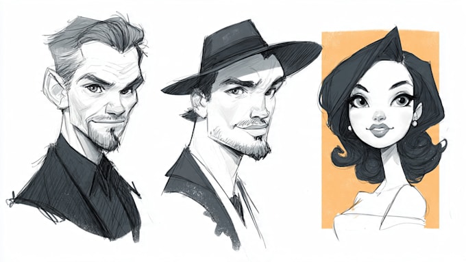 draw artistic cartoon caricatures