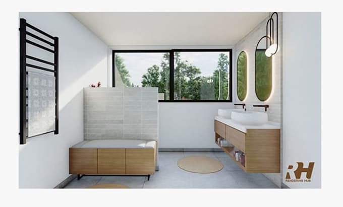 do bathroom interior design with 3d renders