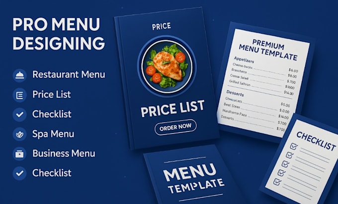 do price list, rate list, price table and restaurant menu design