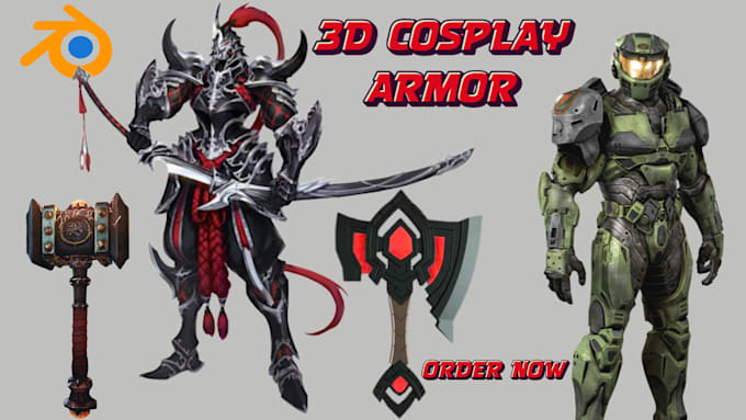 create highly detailed 3d printable cosplay weapons, armor and game props