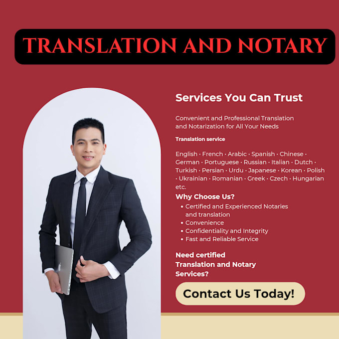 provide certified translation with notary stamp certifcation