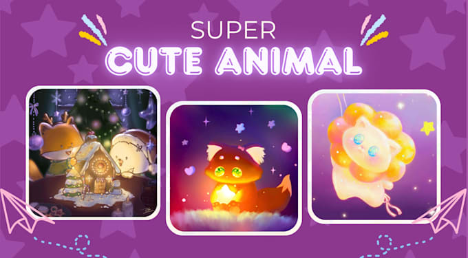 create cute animal  for stickers and clip art