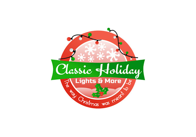 design classic holiday lights christmas logo