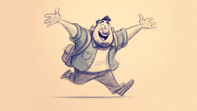 draw a cartoon character in a funny sketch