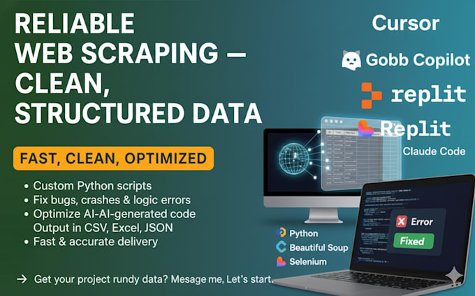 scrape any website and deliver clean, accurate data in excel or CSV