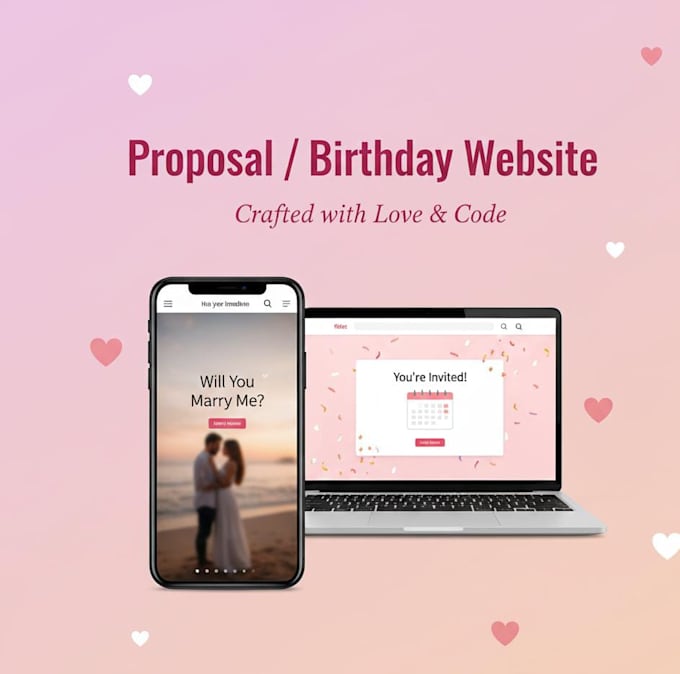 create a proposal, birthday or invitation website with response button