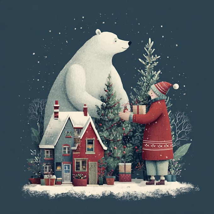 draw christmas illustrations and cards for you