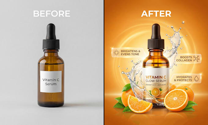 do creative product photo manipulation and photoshop editing