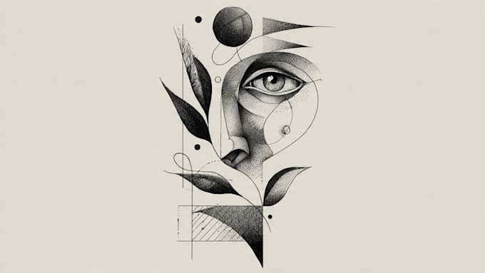 draw a unique abstract graphic fine line tattoo design