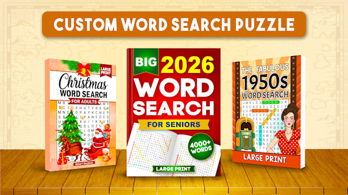 create custom word search puzzle activity book interior and cover for amazon KDP