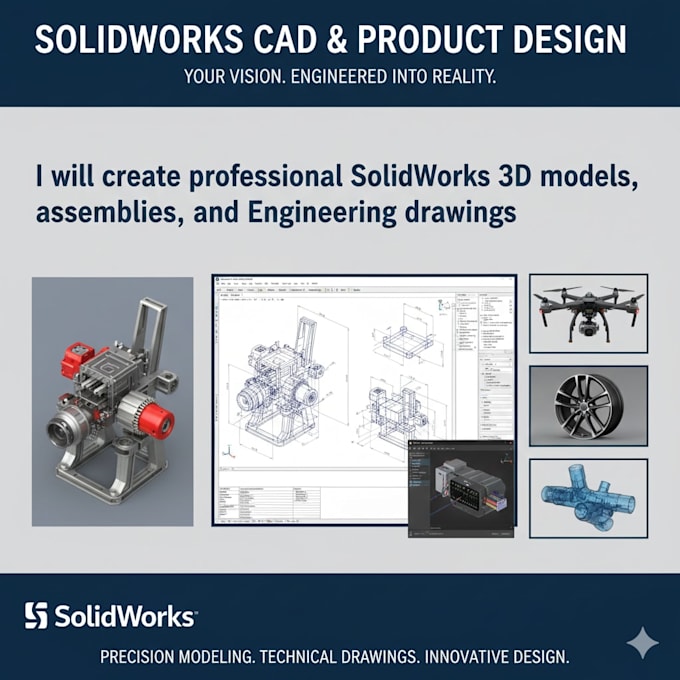 Design 3d models and mechanical parts in solidworks by Irha_fahad | Fiverr