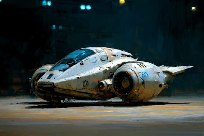 design a spaceship, vehicle illustration