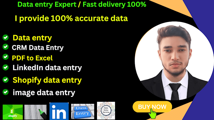 do shopify data entry CRM data entry linkedin data entry