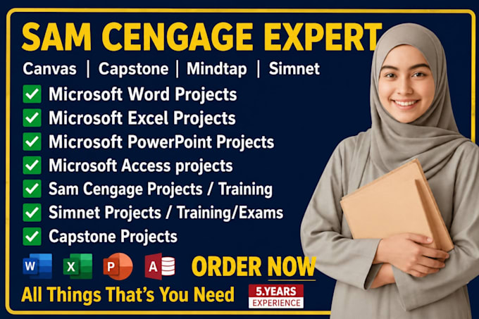 do sam cengage, simnet, capstone, mindtap projects in excel, word, ppt, access