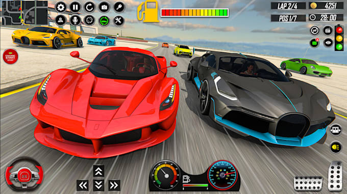 develop multiplayer car racing game, racing game, shooting game, unreal engine