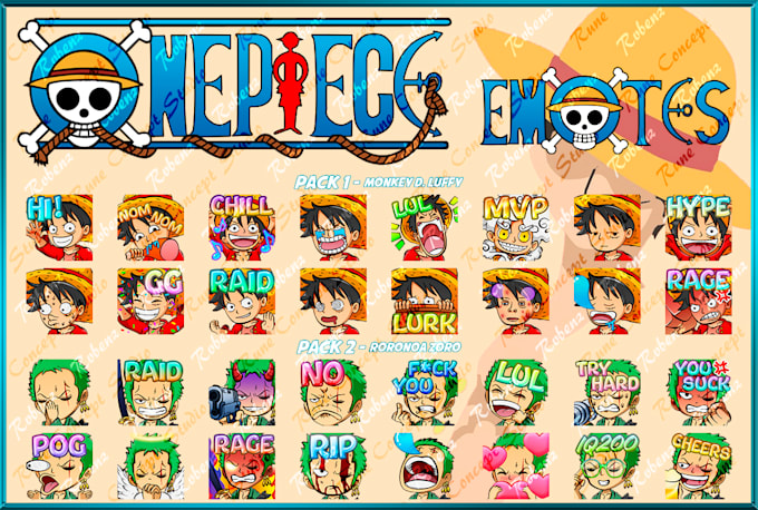 make one piece characters emotes