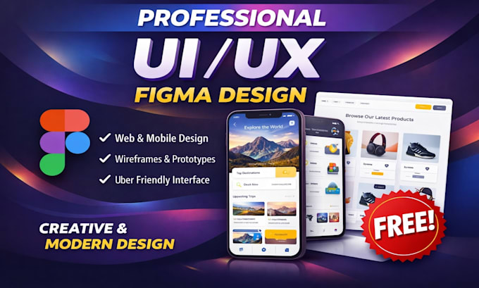 do premium UI UX figma design free extra screens consultation