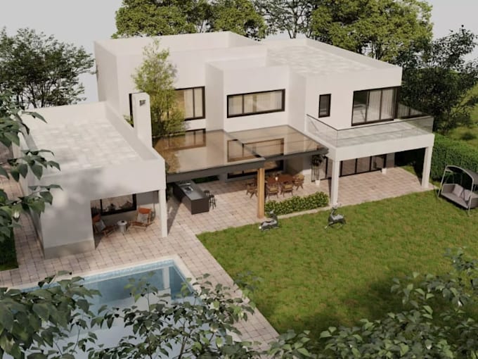 remodel concrete house, modern villa design, real estate apartment, external cgi
