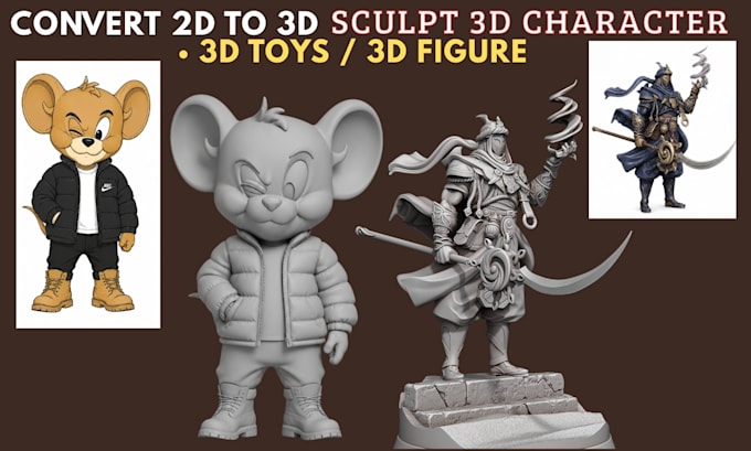 custom sculpt 3d model character, action figure, toys, 3d print ready stl models