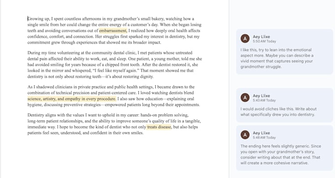 edit dental school application essays as a ds4