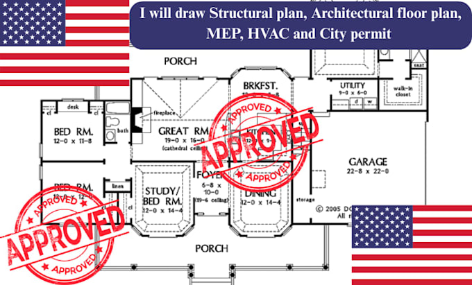 Draw stamp architectural floor plan mep pe stamp for al hi oh az city ...