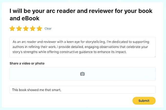 be your arc reader and reviewer for your book and ebook