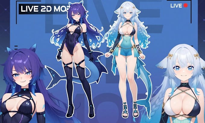 live 2d vtuber model vtuber model and rigging live 2d vtuber rigging anime style