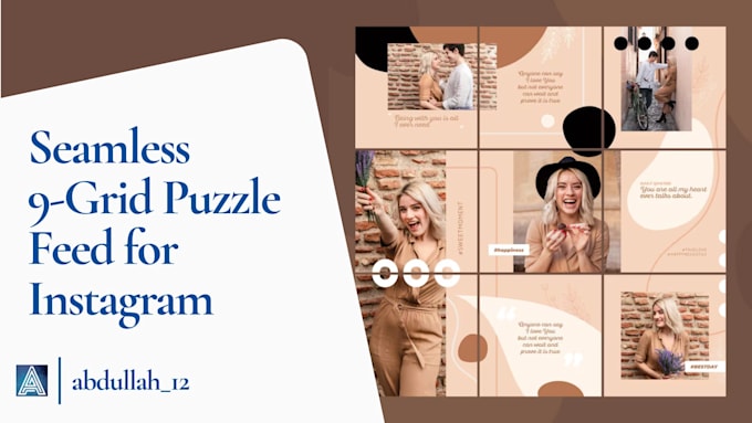 design a seamless cohesive 9 grid puzzle feed for instagram
