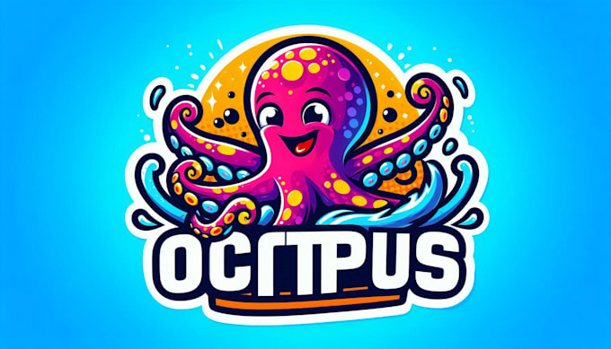 do octopus water style mascot logo with express delivery