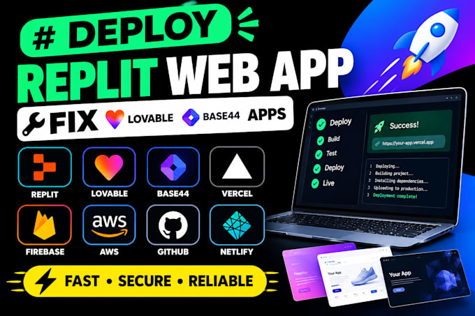 deploy replit web app fix lovable base44 apps vercel firebase AWS github netlify