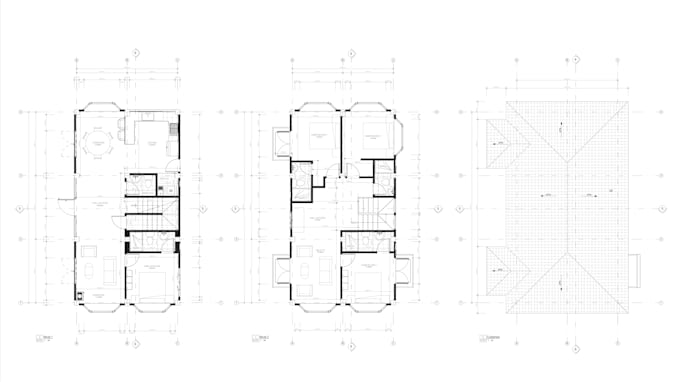 draft architectural floor plans and technical drawings