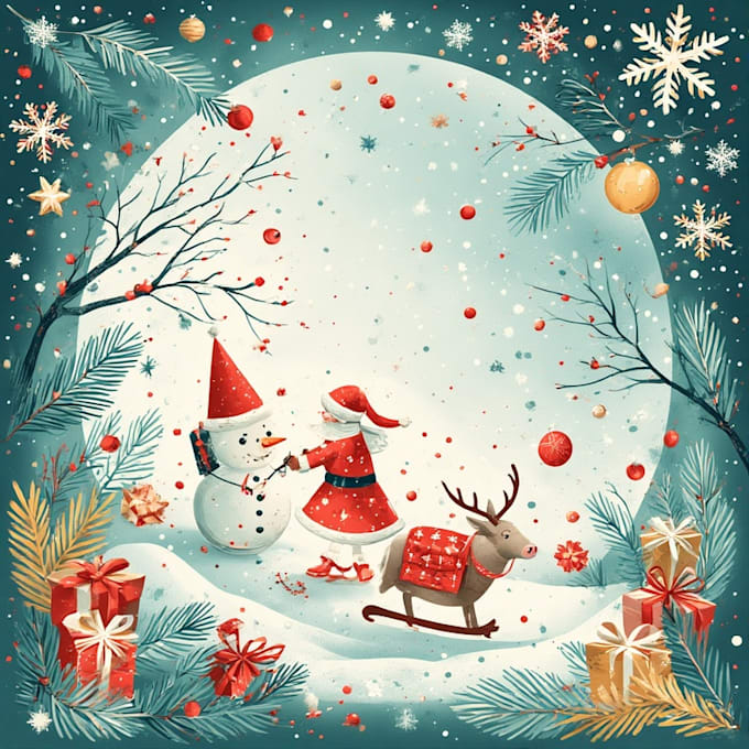 unique festive holiday christmas design illustration