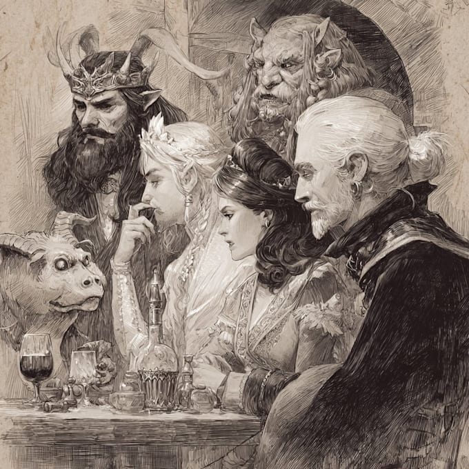 create a dnd character, fantasy character, dnd party