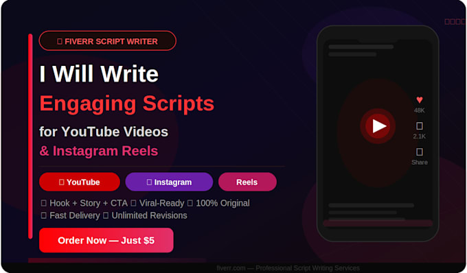 write engaging youtube video script and instagram reels