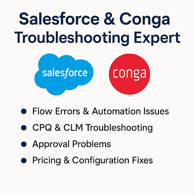 fix conga cpq, clm, salesforce issues, or flow errors fast
