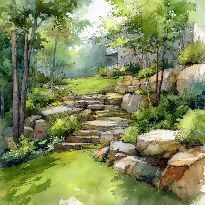 make watercolor landscape design