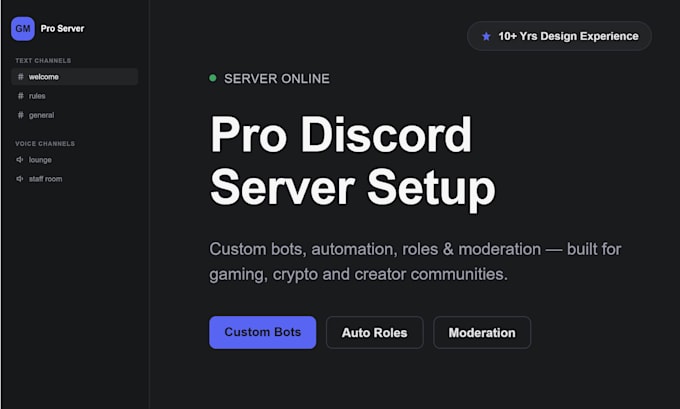 create a pro discord server setup with custom bots and automation