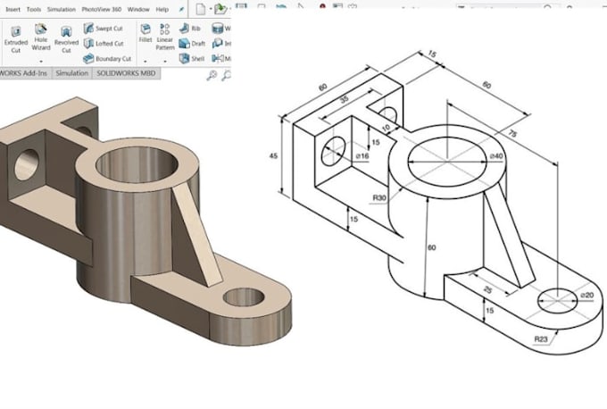 Create 2d 3d mechanical drawings technical drafting cad detailing part ...